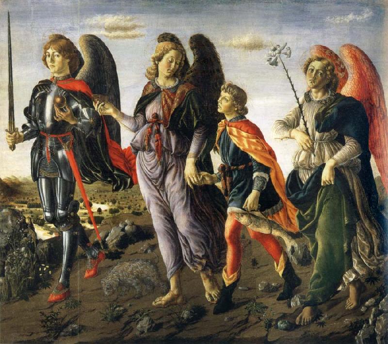 Francesco Botticini Tobias and the ore angels Michael, Rafael and Gabriel oil painting picture